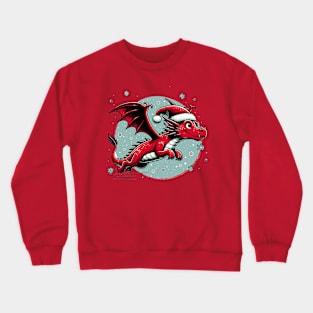 Flying Dragon in a Santa Hat Crewneck Sweatshirt